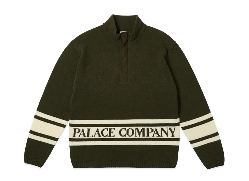 PALACE x C.P. COMPANY Funnel Neck Knit "Olive"