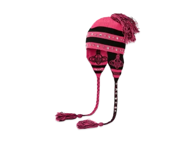 PALACE x Vivienne Westwood ORB Knit Earflap Beanie "Black Pink"