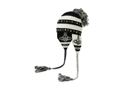 PALACE x Vivienne Westwood ORB Knit Earflap Beanie "Black White"