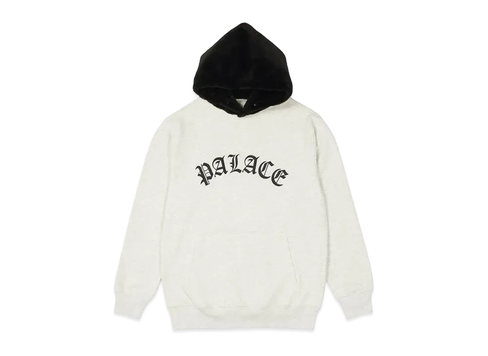 PALACE FAUX FUR HOOD "Grey Marl / Black"