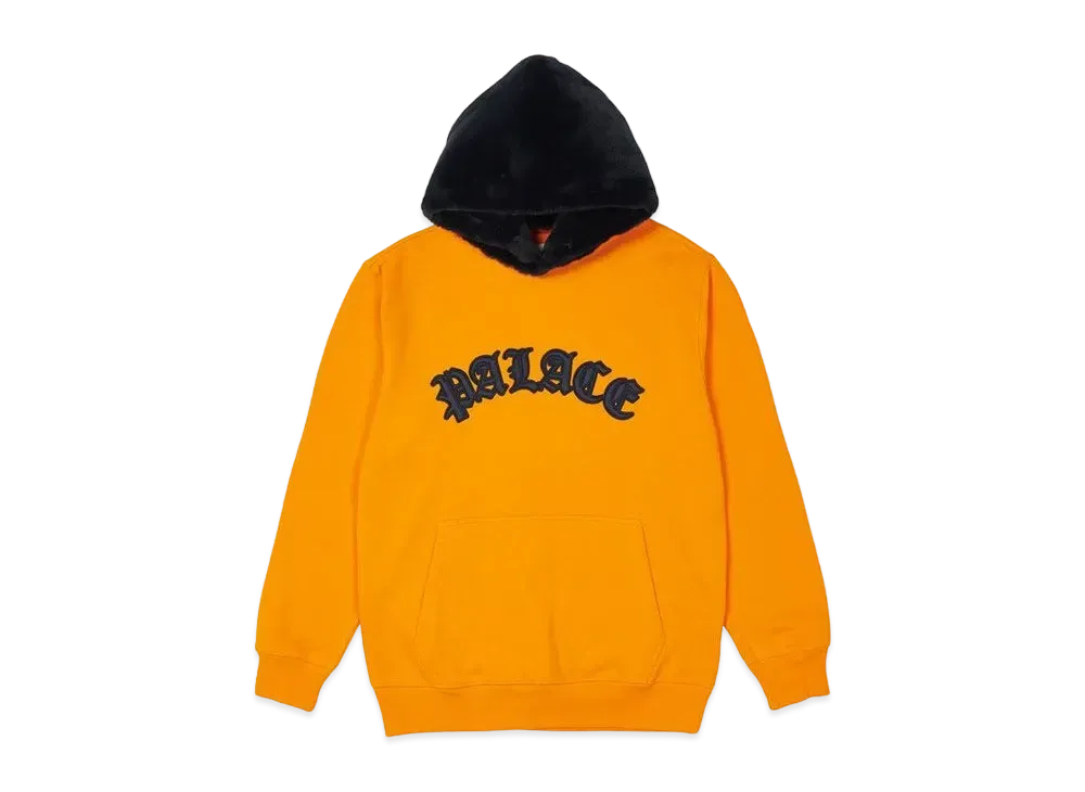 PALACE FAUX FUR HOOD "Orange / Blue"