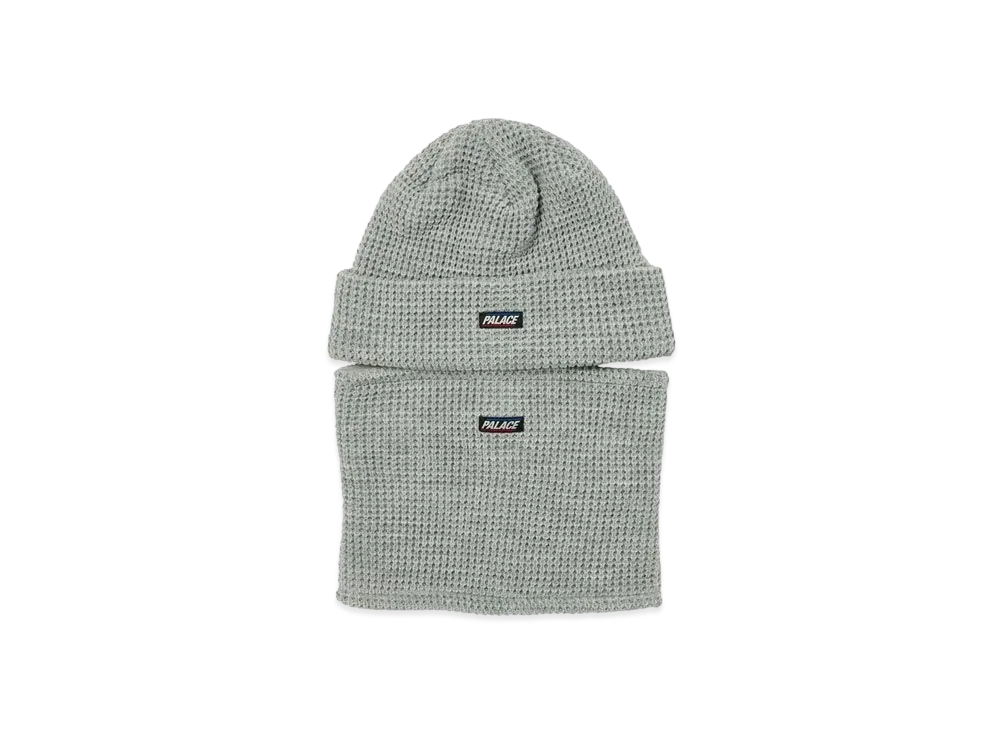 PALACE ZIP OFF FACEMASK BEANIE "Light Grey Marl"