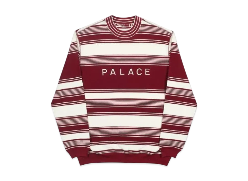 PALACE Pique Your Nose Crew "White Burgundy"