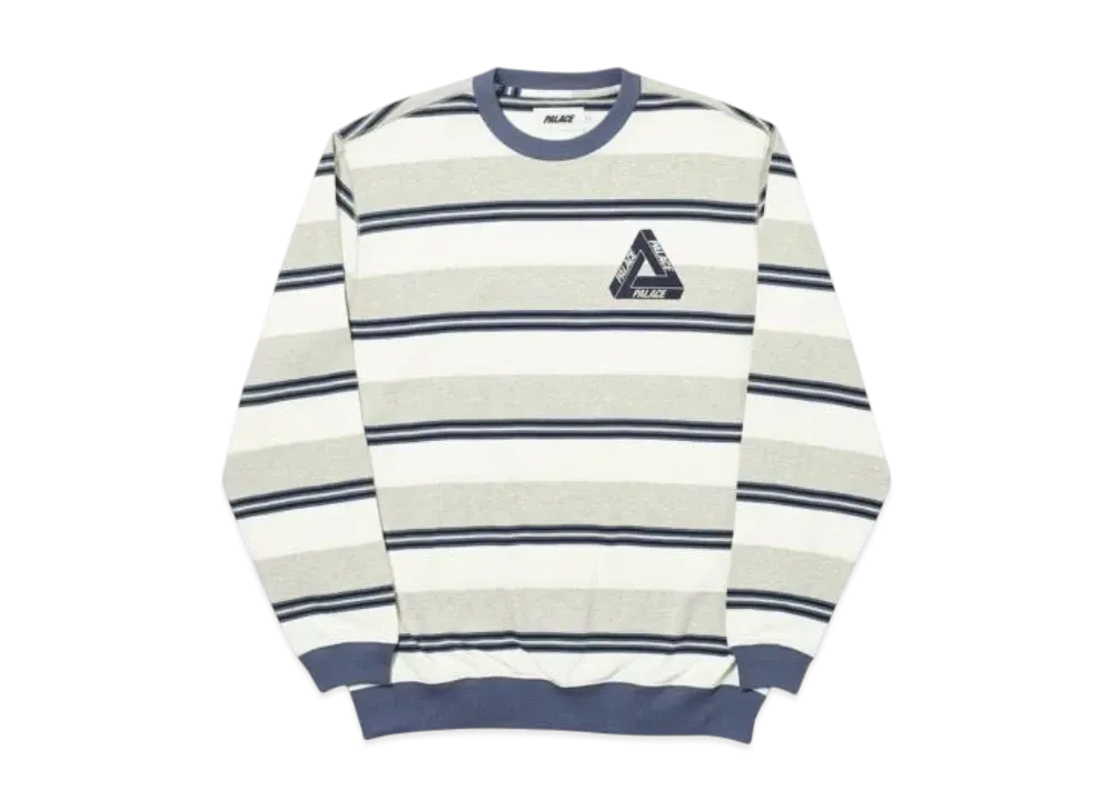 PALACE Ribbed For Pleasure Crew "White Grey"