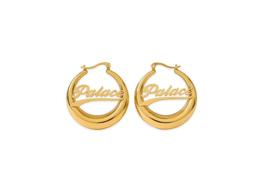 PALACE Script Hoop Earrings "Gold"