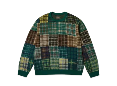 PALACE x BEAMS Plus Crew Knit Patchwork Jacquard "Green"