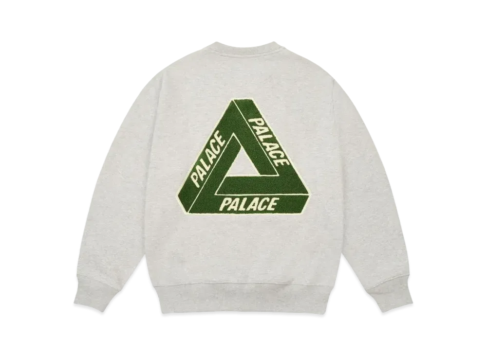 PALACE Chenille Tri-Ferg Crew "Grey Marl"
