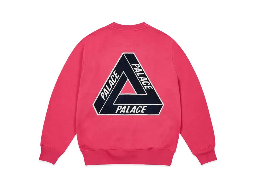 PALACE Chenille Tri-Ferg Crew "Berry Red"