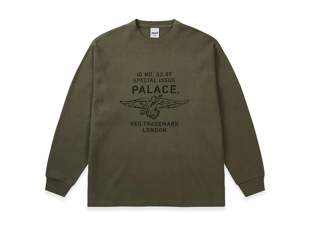 PALACE Dove Stamp Waffle Longsleeve "Army Olive"