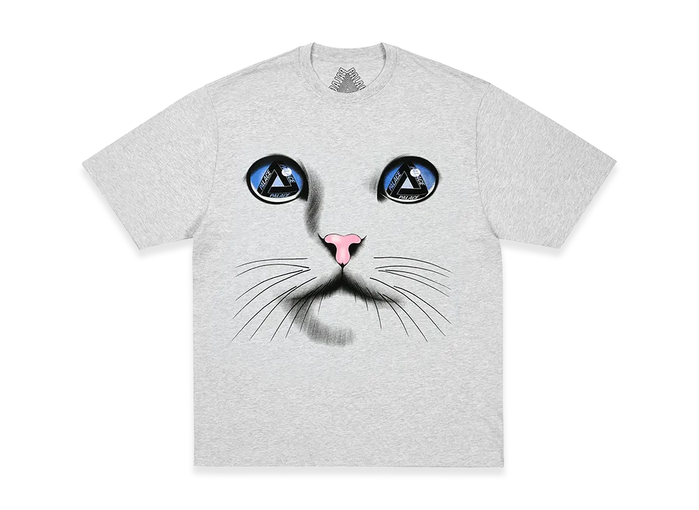 PALACE Cat Face T-Shirt "Grey Marl"