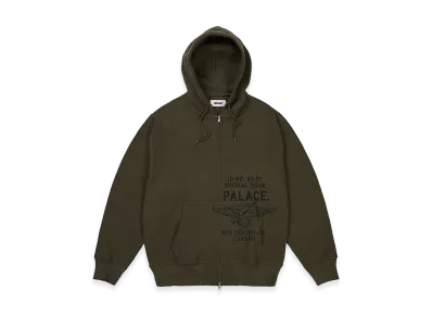 PALACE Dove Stamp Waffle Zip Hood "Army Olive"