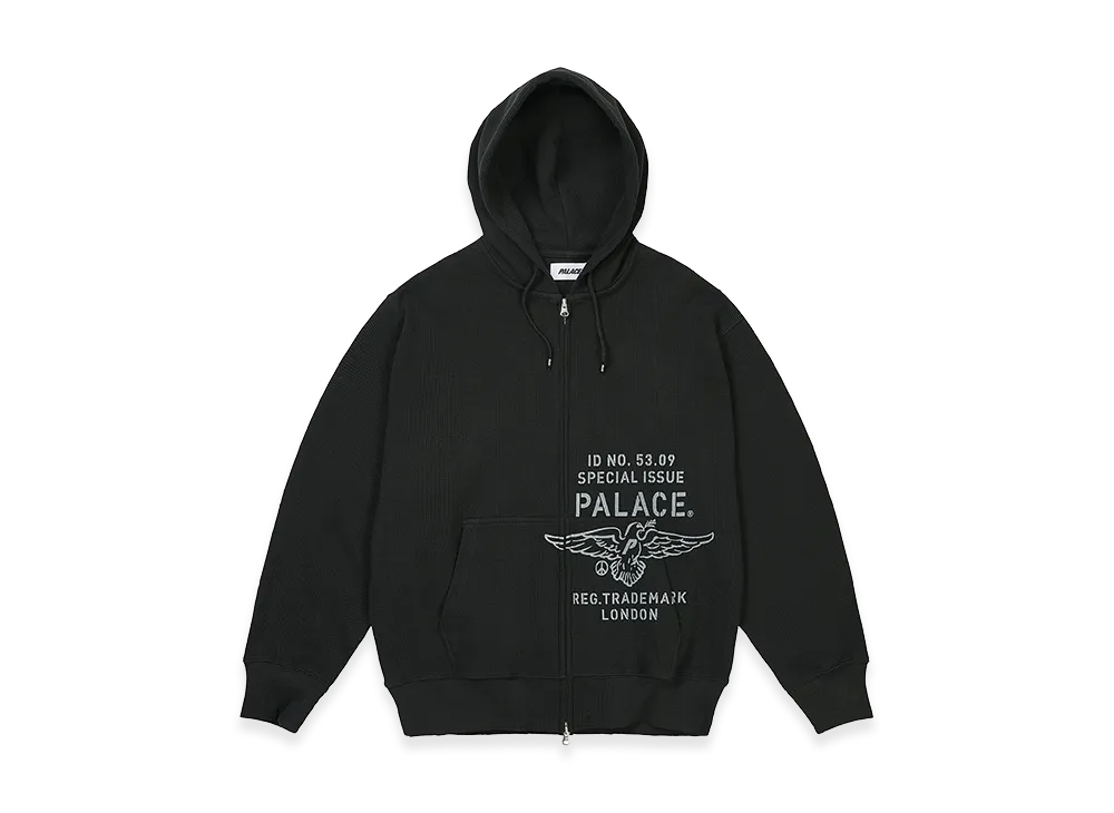 PALACE Dove Stamp Waffle Zip Hood "Black"