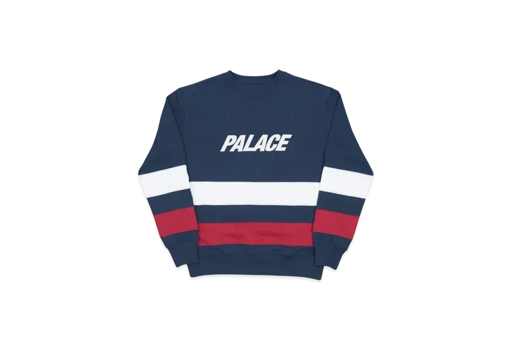 PALACE Stripe Panel Crew "Navy"