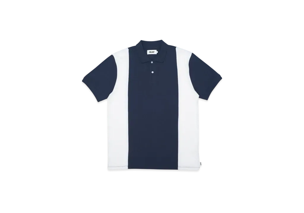 PALACE Stripe Panel Polo "Navy White"