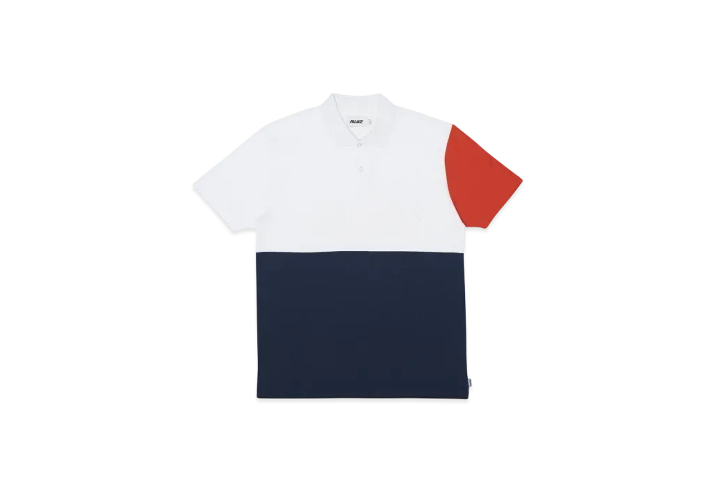 PALACE Pique Polo "White Navy"