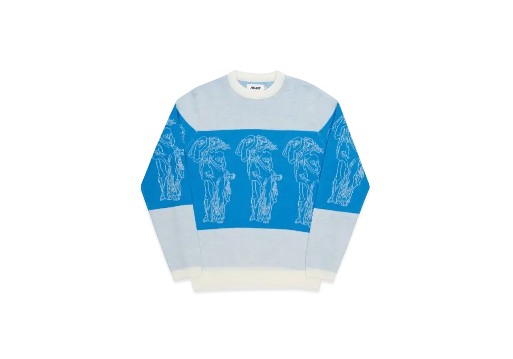 PALACE P Statue Knit "White Blue"