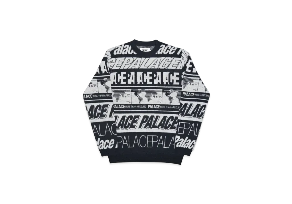 PALACE Multi Font Knit "Black White"