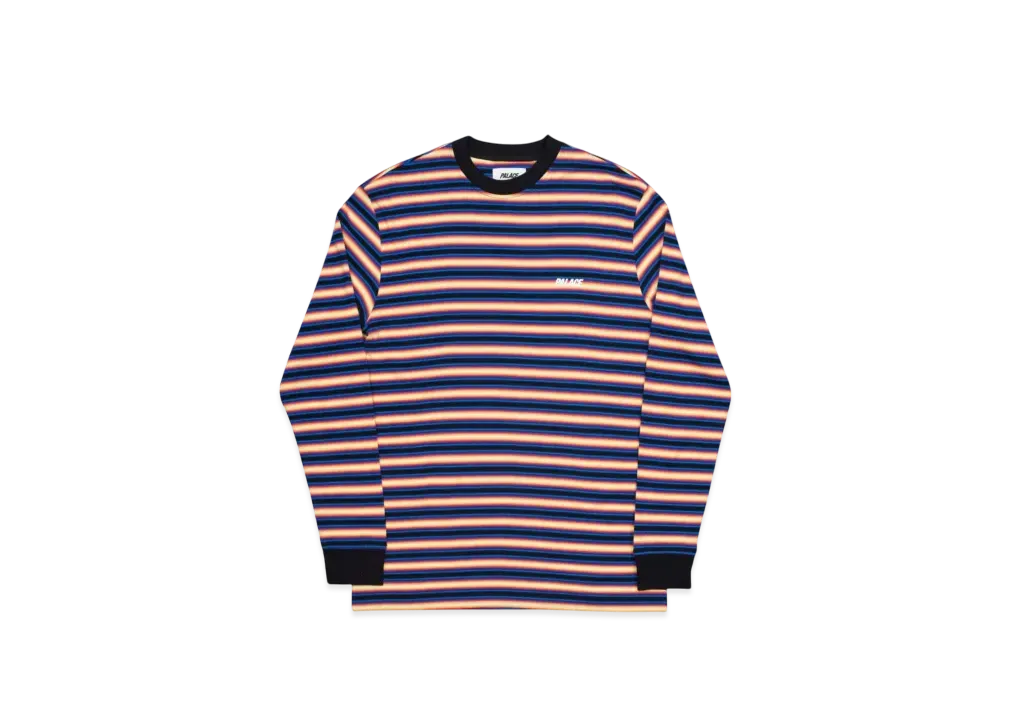 PALACE Neon Stripe L/S T-Shirt "Black Orange"