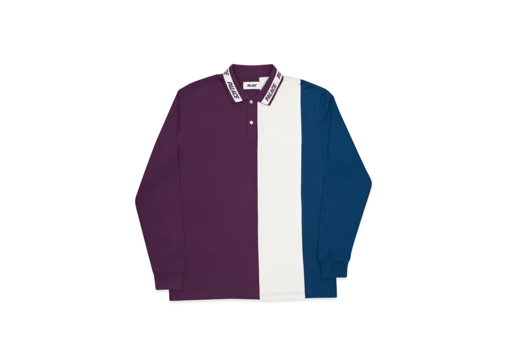 PALACE Vertical Tri Stripe L/S Polo "Purple"