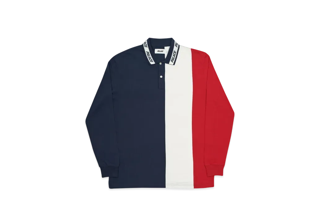 PALACE Vertical Tri Stripe L/S Polo "Navy"