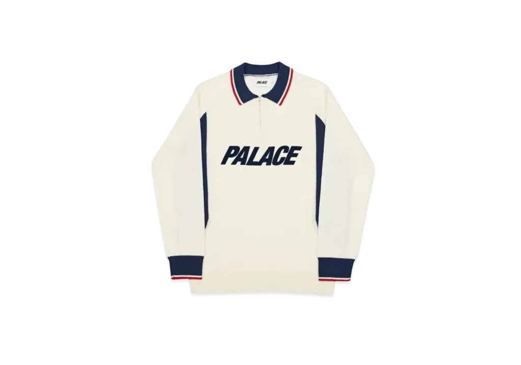 PALACE Polo Zip Knit "White"