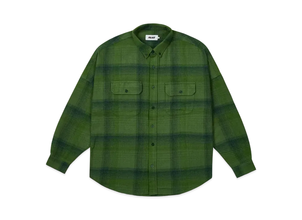 PALACE BRUSHED FLANNEL DROP SHOULDER SHIRT "Green"