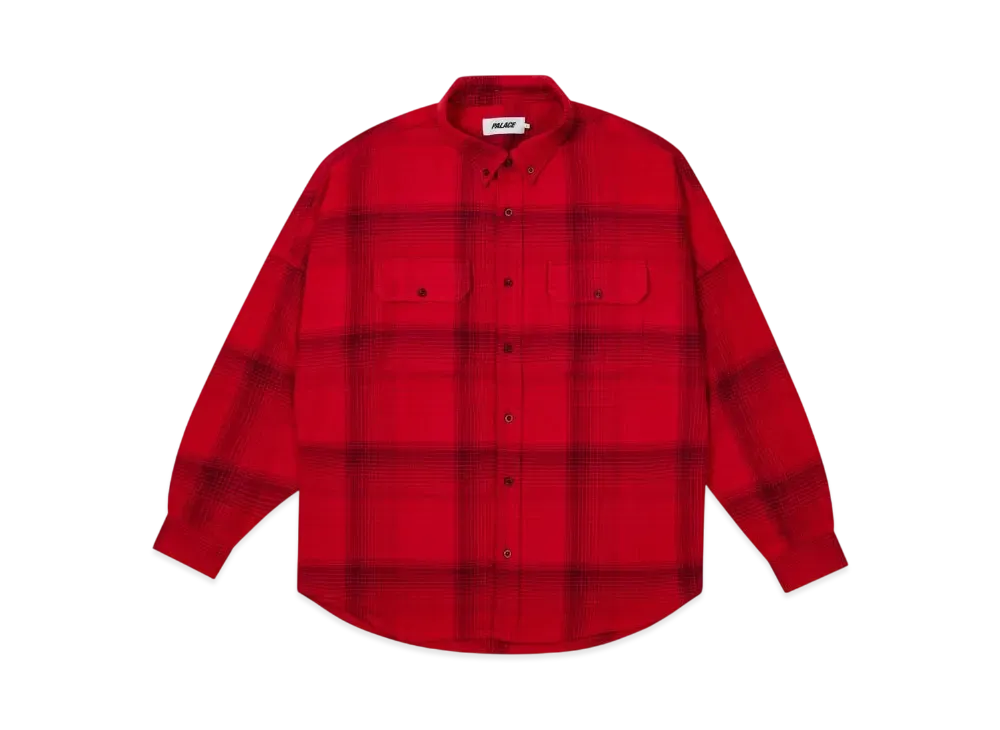 PALACE BRUSHED FLANNEL DROP SHOULDER SHIRT "Red"