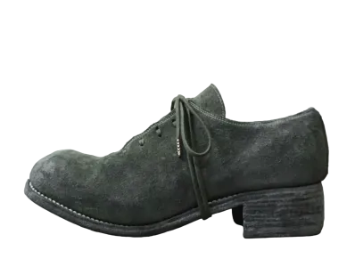 GUIDI Laced Up Derby Shoes Horse Full Grain Leather "Military Khaki" PL10L Leather Sole
