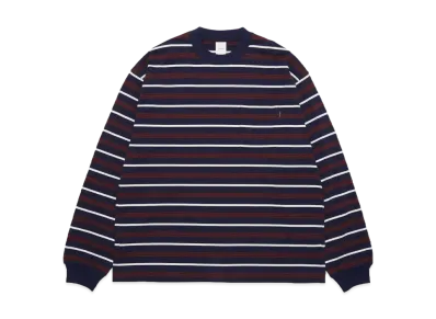 plllllleeeasse Multi Stripe Long Sleeve Pocket Tee "Navy"