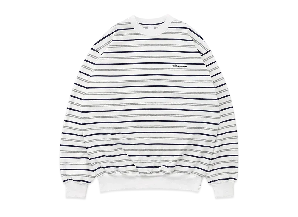 plllllleeeasse Multi Stripe Lightweight Sweatshirt "White"