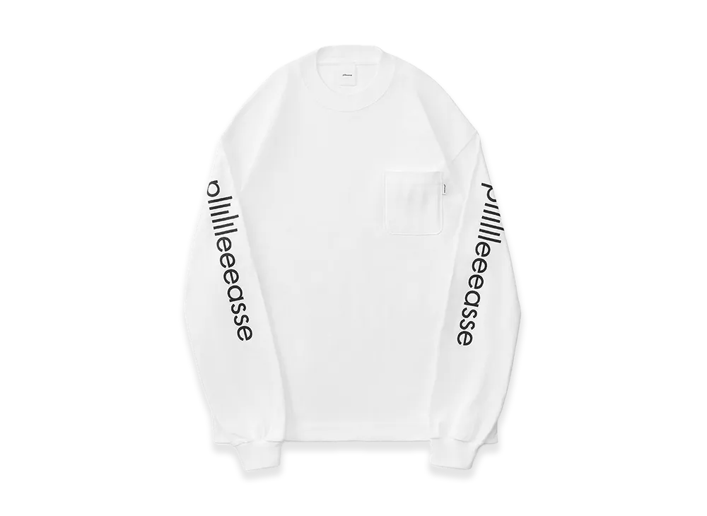 plllllleeeasse Long Sleeve Pocket Tee "White"