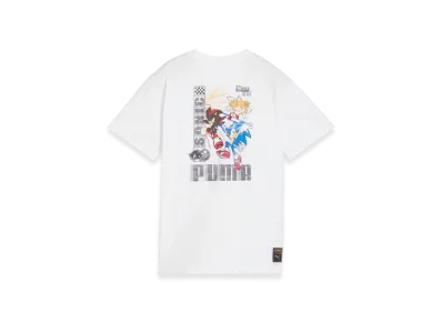 PUMA x SONIC Boys Relaxed Graphic Short Sleeve T-Shirt Sizes 128-164cm "White"