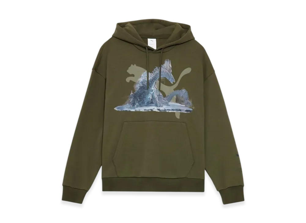 PUMA x Monster Hunter Wilds Front Print Hoodie "Dark Olive"