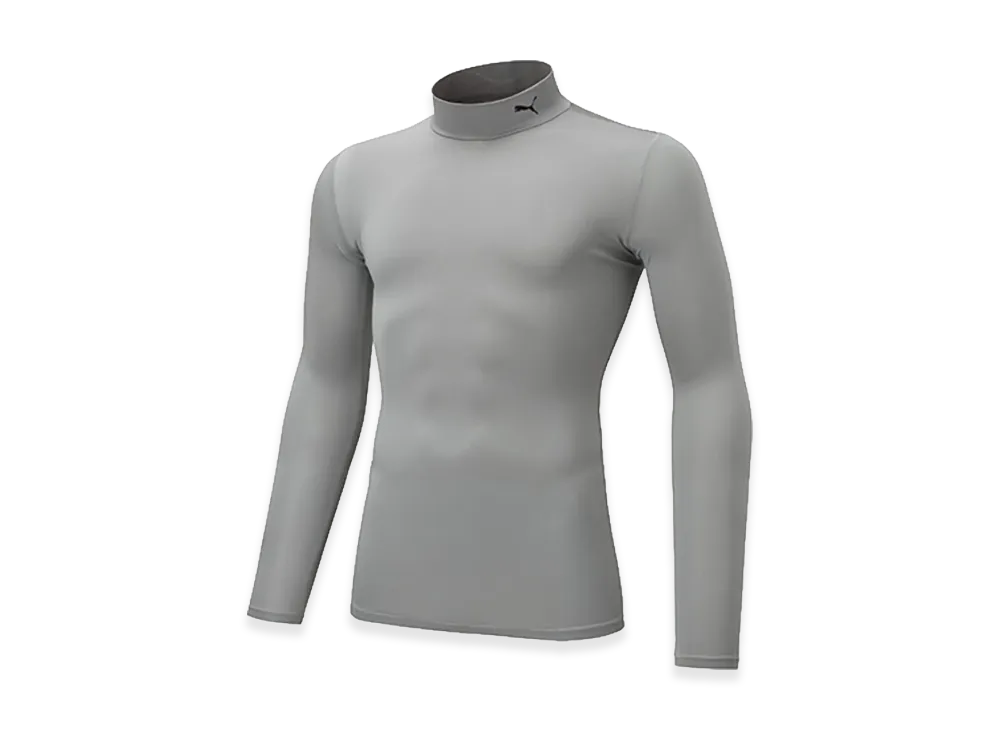 PUMA Compression Mock Neck Long Sleeve Shirt "Silver"
