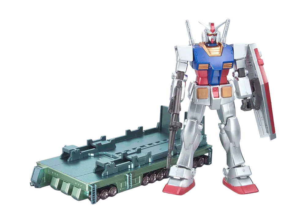 BANDAI "HIGH GRADE" -MOBILE SUIT GUNDAM- HGUC 1/144 RX-78-2 Gundam + Gundam Trailer Truck Gundam Standing on Earth Set (Extra Finish Version)
