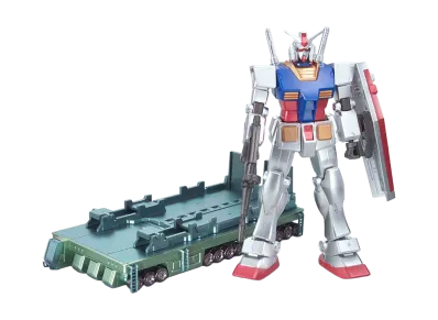 BANDAI "HIGH GRADE" -MOBILE SUIT GUNDAM- HGUC 1/144 RX-78-2 Gundam + Gundam Trailer Truck Gundam Standing on Earth Set (Extra Finish Version)