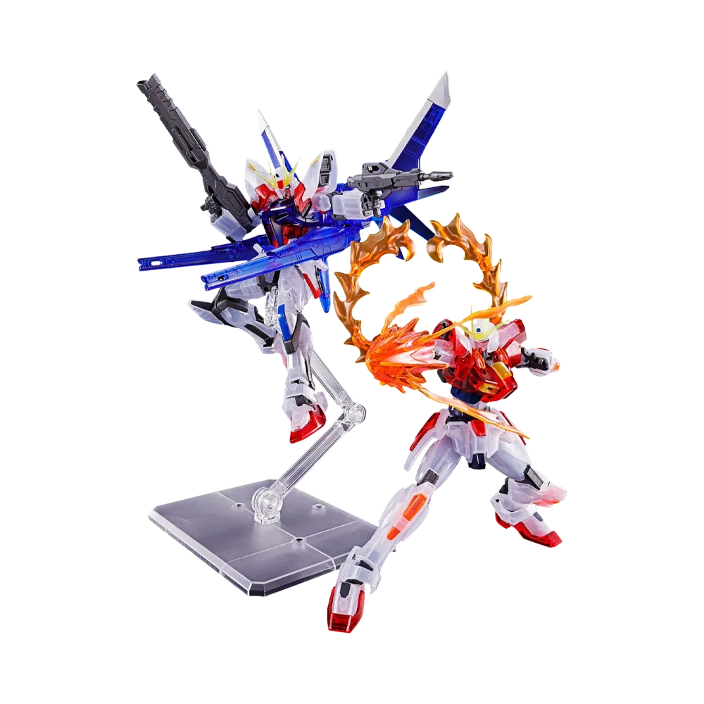 BANDAI "HIGH GRADE" -GUNDAM BUILD FIGHTERS- HG 1/144 Build Strike Gundam Full Package & Build Burning Gundam Set [Clear Color] Gundam Base Limited