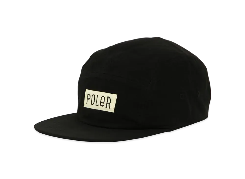 POLeR Logo Hooley Front 5 Panel Cap "Black"