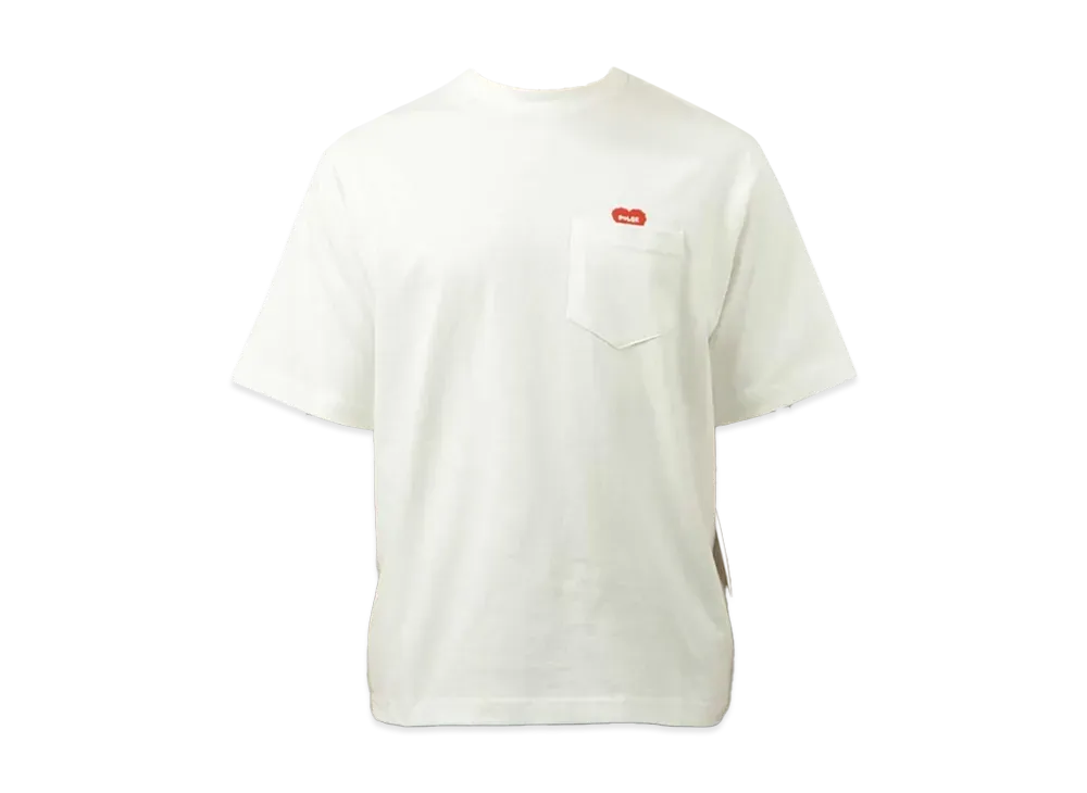 POLeR Fluffy Heart Relaxed Fit Pocket Crew Neck SS Tee "White"