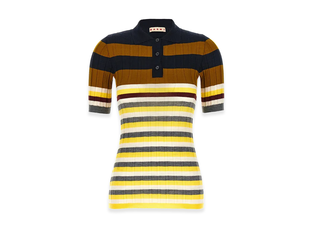 MARNI Women's Ribbed Wool Polo Shirt "Multicolor"