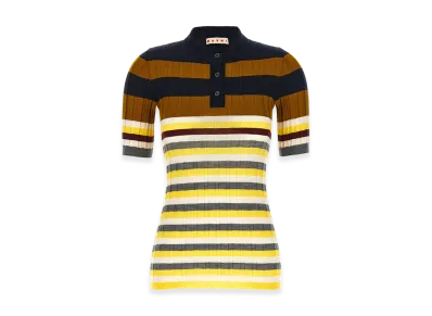 MARNI Women's Ribbed Wool Polo Shirt "Multicolor"