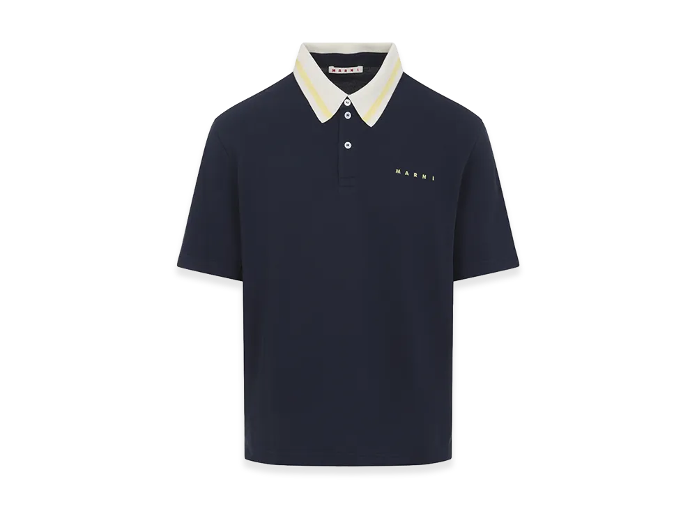 MARNI Pique Cotton Polo Shirt "Blue"