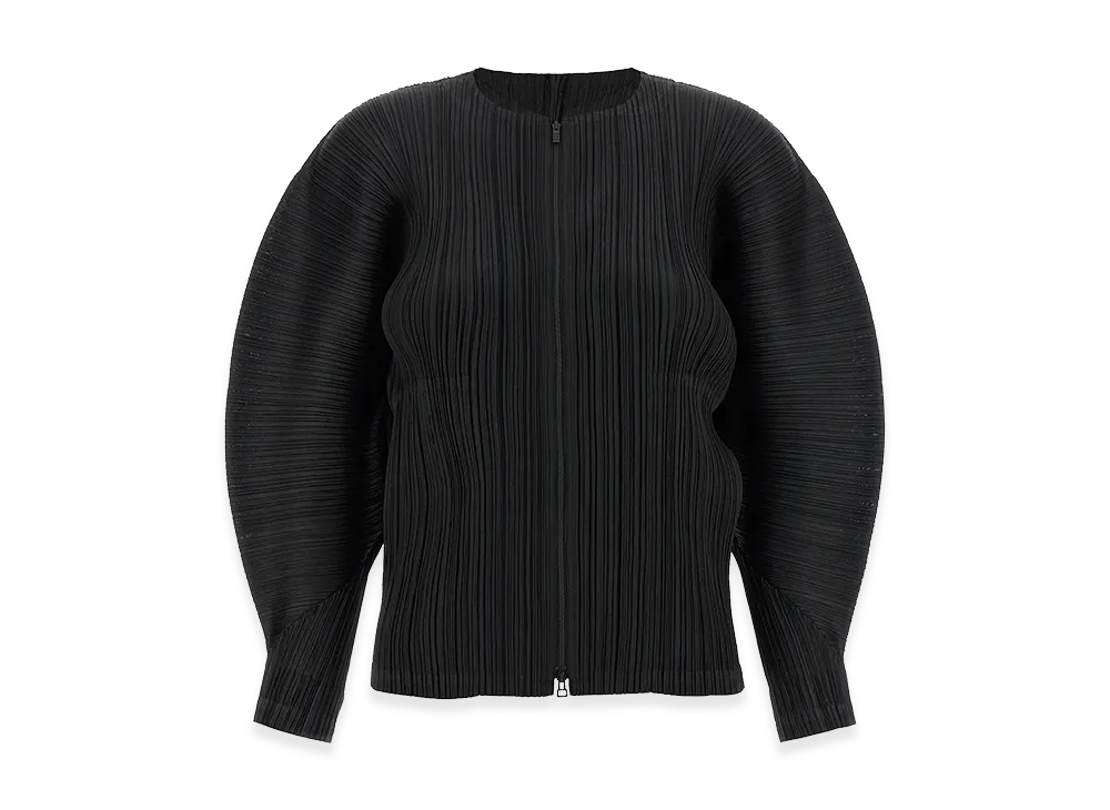 PLEATS PLEASE ISSEY MIYAKE Women's Sculptural Sleeve Jacket "Black"