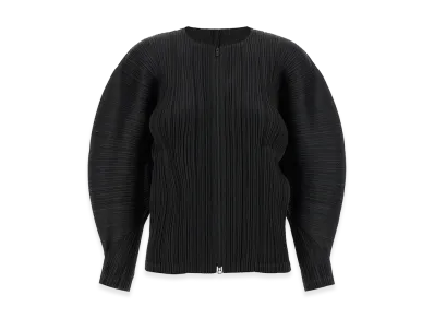 PLEATS PLEASE ISSEY MIYAKE Women's Sculptural Sleeve Jacket "Black"