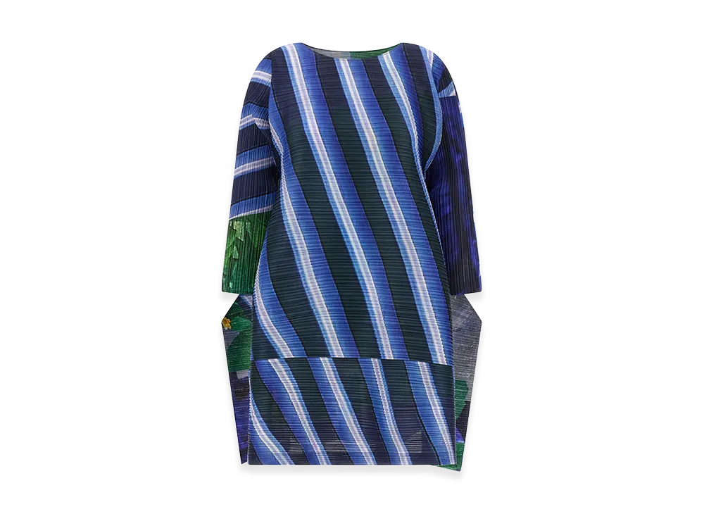 PLEATS PLEASE ISSEY MIYAKE Women's City Collage Dress "Blue"