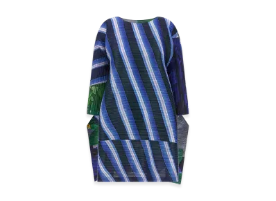 PLEATS PLEASE ISSEY MIYAKE Women's City Collage Dress "Blue"
