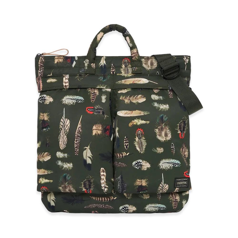 PORTER Feather Camo Helmet Bag "Green"