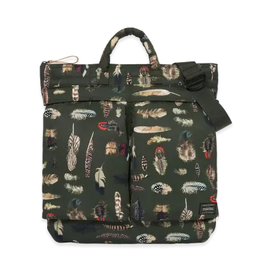 PORTER Feather Camo Helmet Bag "Green"