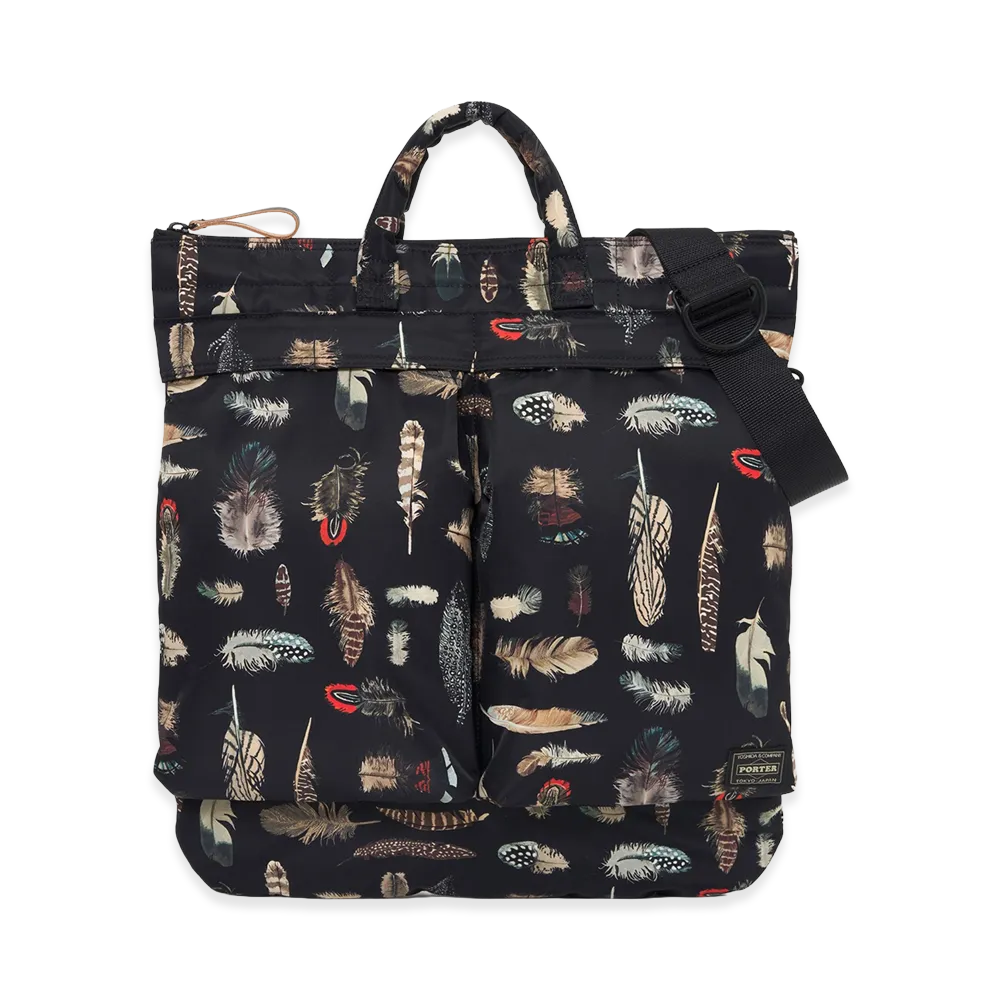 PORTER Feather Camo Helmet Bag "Black"