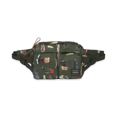 PORTER Feather Camo Hip Bag "Green"